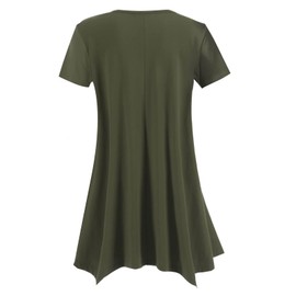 Topdress Women's Loose Fit Swing Shirt Casual Tunic Top For Leggings Army Green S New