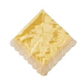 Women's Church Lap Scarf with Lace Trim, 26 Inch Silk Feel Cover,Handkerchief for Skirts Church Office (yellow)