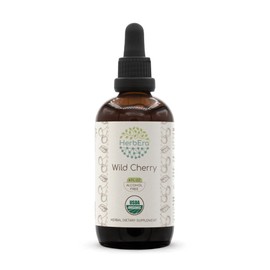 Wild Cherry B120 USDA Organic Tincture | Alcohol-Free Extract, High-Potency Herbal Drops | Certified Organic Wild Cherry (Prunus serotina) Dried Bark (4 oz)