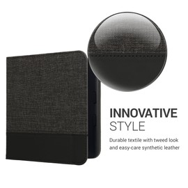 kwmobile Case Compatible with Kobo Kobo Libra Colour/Tolino Vision Colour - Canvas eReader Protective Cover Case - Anthracite Black