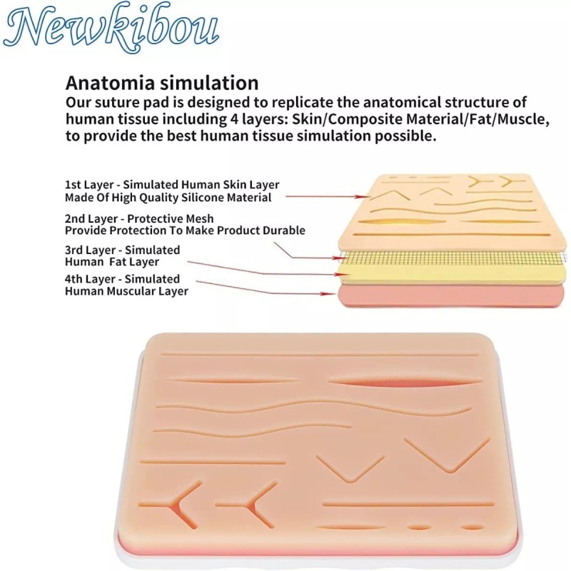 BOJOOM Almohadilla De Práctica De Sutura Silicona Para Estudiantes