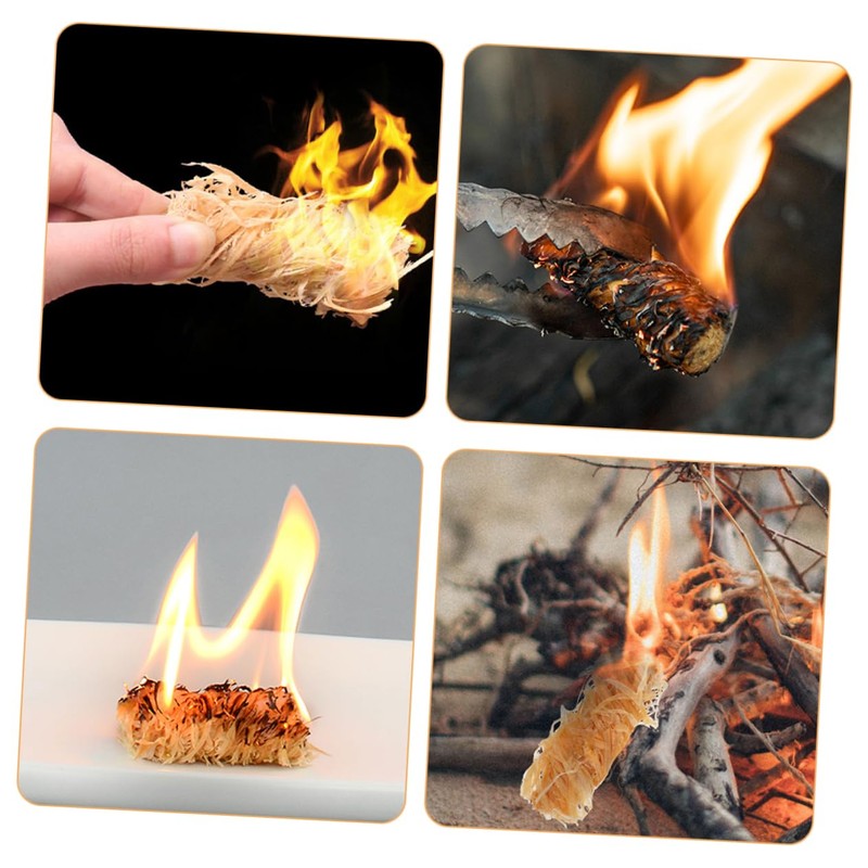 IWOWHERO 50pcs Wooden Firelighters Carbon Wax Sticks Natural Igniters for