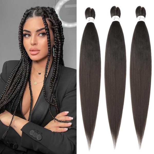 Easy Braid Pre-Stretched Braids Extensions, 32 Inches, 3 Packs Hair for Braiding, Synthetic Hair for Braiding, Braids Braid Extensions (32 Inches, 4#)