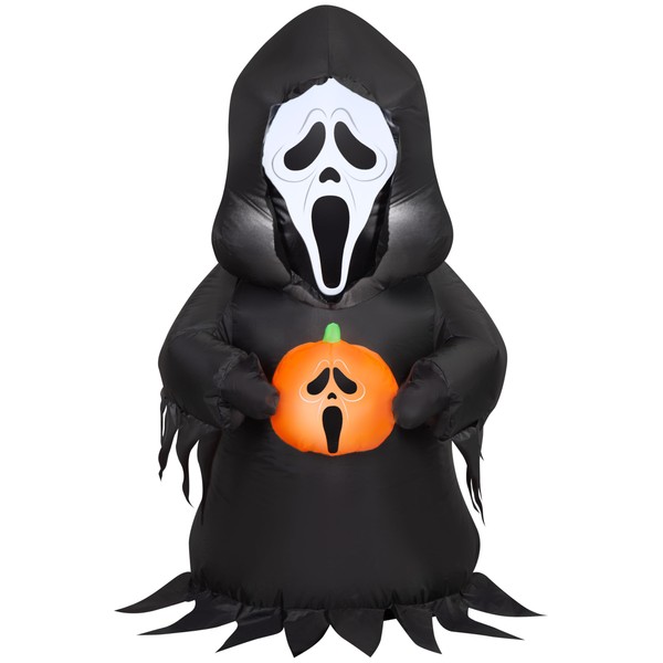 Gemmy Airblown Inflatable Ghostface w/JOL Fun World, 3.5 ft Tall,