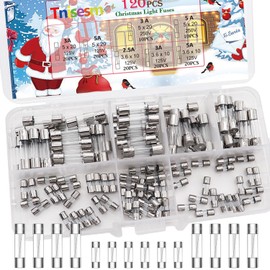 Tnisesm 120 Pcs Christmas Light Fuses Kit C9, C7, G40 125V- 3A, 5A 5 x 20mm, Mini Small Fuse 3A, 5A, 3.6x10mm / 250V-3A, 5A 5 x 20mm Christmas String Outdoor Light Plug Fan Fuse Tn-18-3