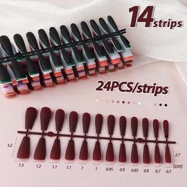 FLOFIA 336 Pieces Artificial Nails Long Ballerina Fingernails Matt False Nail for Sticking Artificial Nails Set DIY Nail Art Nail Tips 14 Colours Style B