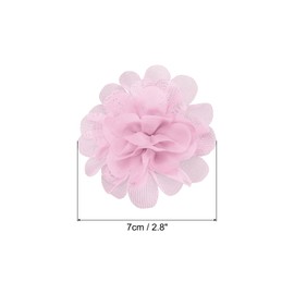 PATIKIL 10 Pieces 2.8 Inch Chiffon Flowers Mesh Fabric Flowers Sewing Fabric Ornaments Headband Embellishments for DIY Crafts Wedding Decor Light Pink