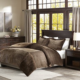 Premier Comfort Madison Park Parker Corduroy Ultra Soft Luxury Premium Plush Comforter Mini Bedding Set, Full/Queen, Brown