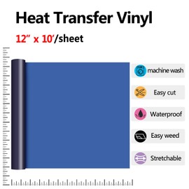 RENLITONG Navy Blue HTV Iron on Vinyl 12Inch by 10ft Roll HTV Heat Transfer Vinyl for T-Shirt HTV Vinyl Rolls for All Cutter Machine - Easy to Cut & Weed for Heat Vinyl Design