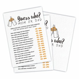YKYENR Popin Bottle Baby Shower Game Cards, 30 Guess Who? Mom Or Dad Game Cards, 5 X 7 Inches Double Sided Fill-in Game Cards for Gender Neutral Boys Or Girls,Party Favor & Supplies-BBYX-B04