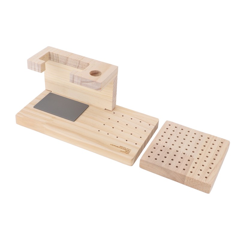 Wooden Nail Drill Stand Organizer with 81 Holes Drill Bits