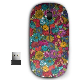 KAWAMOUSE 2.4G Ergonomic Portable USB Wireless Mouse for PC, Laptop, Computer, Notebook with Nano Receiver (Beautiful Floral)