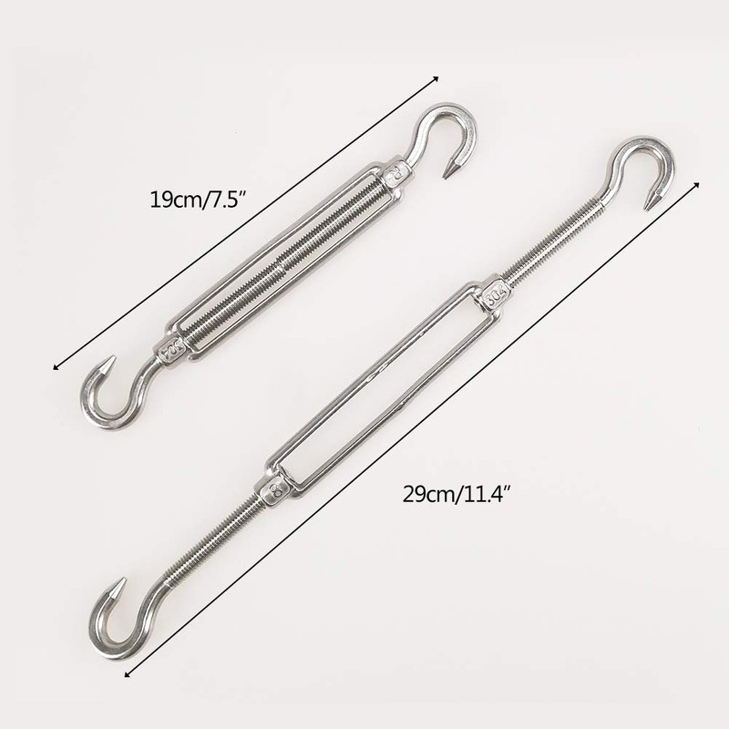 2 Packs M8 Turnbuckle Wire Tensioner,304 Stainless Steel Adjustable Turnbuckle