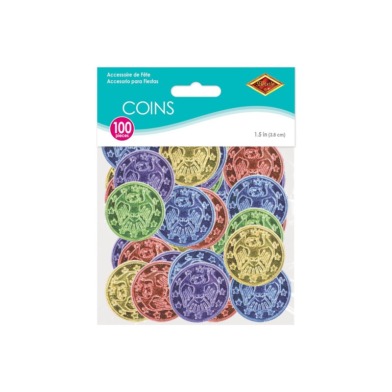 Plastic Coins (asstd colors) (100/Pkg)