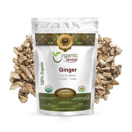 Organic Way Organic Way Premium Dried Ginger Root Cut & Sifted (Zingiber officinale) - Organic & Kosher Certified | Raw, Vegan, Non GMO & Gluten Free | USDA Certified | Origin - India (1/2 LBS)