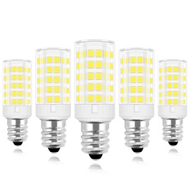 E12 led Bulb 3W 40W Candelabra Replacement, AC 120V C7 E12 led Candle Bulbs for Ceiling Fan Pendant Light Salt Lamp, Daylight White 6000K, 5-Pack(Not Dimmable)