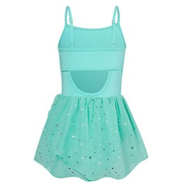 3T Toddler Ballet Leotard Kids Dance Leotards for Girls with Shiny Skirt Aqua Camisole Ballerina Outfit 4T