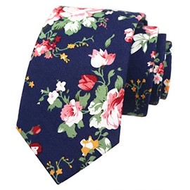 Kihatwin - Corbatas de lino de algodón de color sólido para hombre, para boda, fiesta, corte delgado, 2.4 pulgadas, azul marino (Navy Peony), Talla única