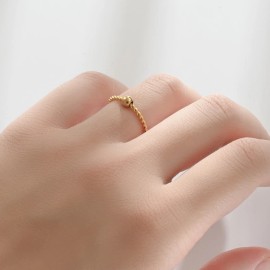 Fashion Rings 1.5mm Thin Gold Twisted Rotary Ball Stainless Steel Ring Gift Sz 6-10 PE30 - 8