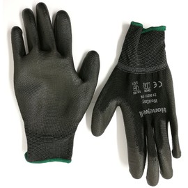 Honeywell 2100251-06 Workeasy PU Knitted Gloves, Black, Industrial Washable, 25 cm Long, Thickness 13, Size 06 (Pack of 10 Pairs)