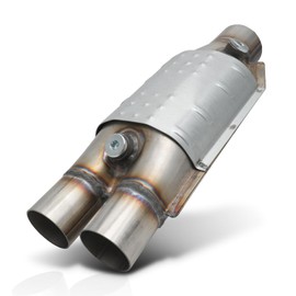 M-AUTO Weld-on Exhaust Pipe Universal Catalytic Converter OBD-II/EPA Stainless Steel 2 Inch Inlet/ 2.25 Inch Outlet Diameter, 15.25 Inch Overall Length Direct-Fit (EPA Compliant)