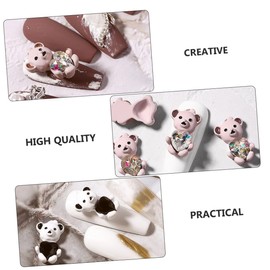 BIUDECO 5pcs Cute Bear Nail Art Charms Nail Ornaments for Manicure Decor Accessories