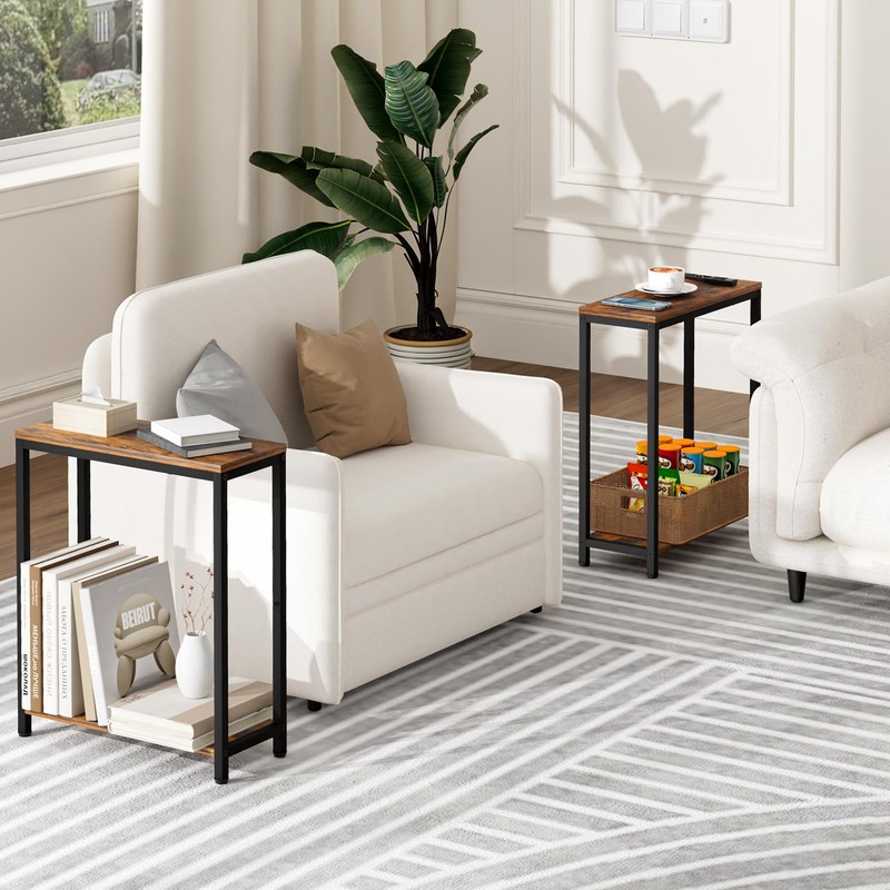SLEEPING LAMB Narrow End Tables Living Room Set of 2