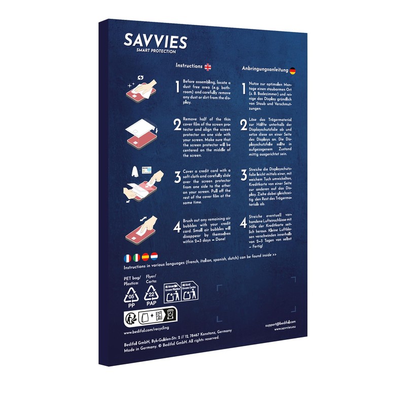 Savvies 3 Pack Glass Film compatible with Doogee Anywise W1