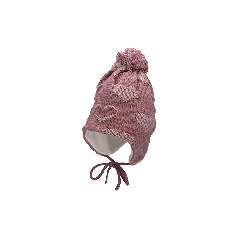 Sterntaler Girls' GOTS Bobble Hat Heart Hat, purple