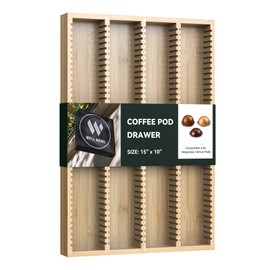 WELL WENG for Nespresso Vertuo Capsules - Premium Bamboo Coffee Pod Drawer Insert Organizer for Counter (40 Big or 52 Small pods)