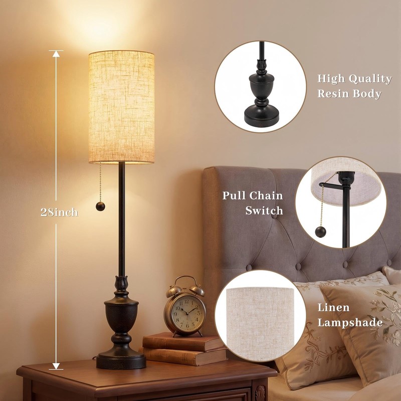 Buffet Table Lamps Set of 2,28" Tall Skinny Black Resin