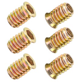 Qrity Pack of 20 Threaded Inserts Nuts, Screw Nuts, M6 x 12 mm Threaded Insert Nuts, Screw-In Sleeves, Threaded Insert for Wooden Furniture