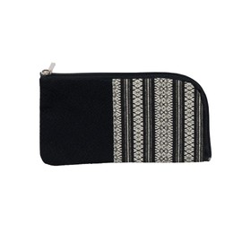 Funda japonesa de tela crepé y bolsa de artículos de cambiador, 4.3 pulgadas x 8.4 pulgadas (negro)