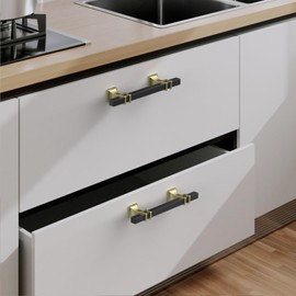 9BUILD 10 Pack 3.75 Inch Cabinet Pulls Matte Black Kitchen Cabinet Handles Cabinet Hardware Kitchen Handles for Cabinets Black Pulls T Bar Drawer Handle