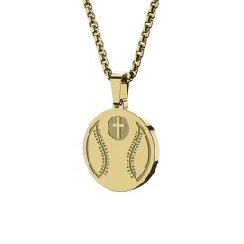 seensea Sports Pendant Necklace Baseball Inspirational Bible Verse Luke 1:37 Christian Gift for Teens (Gold baseball)