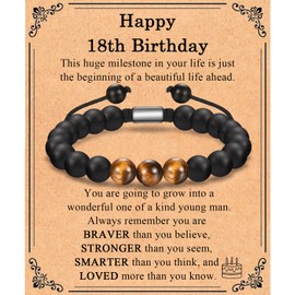 EFVISD 18th Birthday Gifts for Boys, 18 Year Old Boy Birthday Gifts Ideas for 18 Year Old Male, Beaded Bracelet for Him Men Boys Son Grandson Brother Nephew