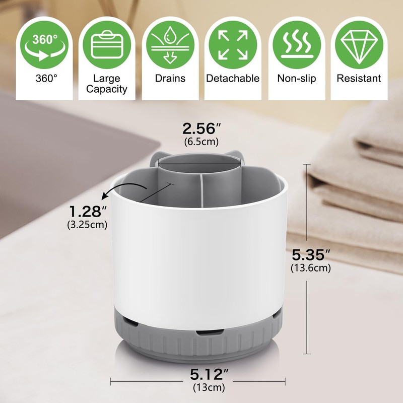 GFWARE Toothbrush Holders for Bathrooms - White Rotating Kids Electric