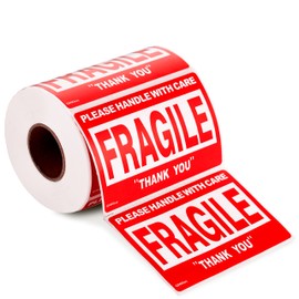 GMKbuy 3 x 2 Inch – 100 Fragile Stickers for Shipping & Moving – Easy Tear, Permanent Adhesive, Handle with Care Stickers for Shipping Box, Carton, Parcel, Package, Pallet & More
