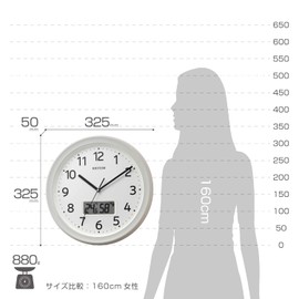 rizumu時計工業 Wall Clock White φ 32.5x5 cm Atomic Analog Digital Continuous Second Hand Temperature Humidity Calendar 8fya02sr03 