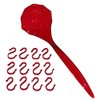 Red Plastic Punch Bowl Ladle & 12 Punch Cup Hooks