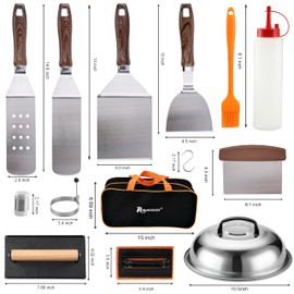 ROMANTICIST 29PCS Griddle Accessories Set - Flat Top Teppanyaki Spatula Set with Scraper, Basting Cover for Camp Chef- Home Cooking Griddle and Outdoor BBQ Gifts for Christmas