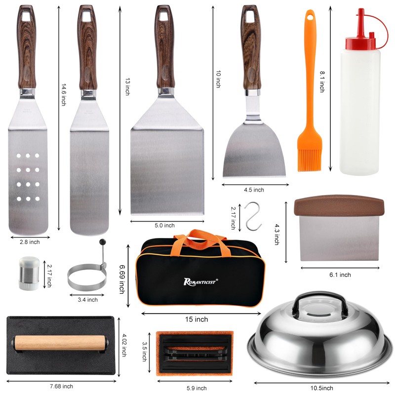 ROMANTICIST 29PCS Griddle Accessories Set - Flat Top Teppanyaki Spatula