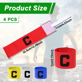 JJUNW Pack of 4 Football Captain's Armband Adjustable Football Armband for Children and Adults, Multicoloured Elastic Captain's Wristbands for Many Sports (4 Colours)