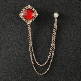 Brooches and pins for women,Brooch for men,Vintage patterns Brooch Pins,Brooch for men suit,Husband Boyfriend Valentine's Day Anniversary Birthday Gift(Gold Red)