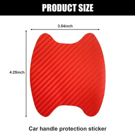 4PCS Car Handle Cup Stickers, Carbon Fiber Scratch Auto Door Protective Film, Non-Marking Car Bowl Protector, Universal Paint Cover Guard for Most Cars, SUV, Van (Red)