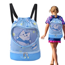 Kids Swim Bag | Waterproof Beach Bag Backpack,Dry Wet Separated Cartoon Drawstring Lightweight Pool Accessories for Beach School Use Travel Activities Sports Camping Gym