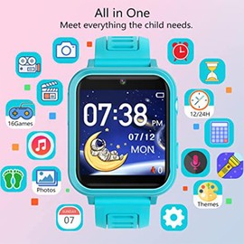clleylise Smartwatch Kinder, 24 Spiele Musik Smart Watch Kids mit Touchscreen Schrittzähler Kamera Wecker Hörbuch Stoppuhr Rekorder Rechner Kinderuhr Telefonieren für 3-12 Jahre Jungen Mädchen (4)