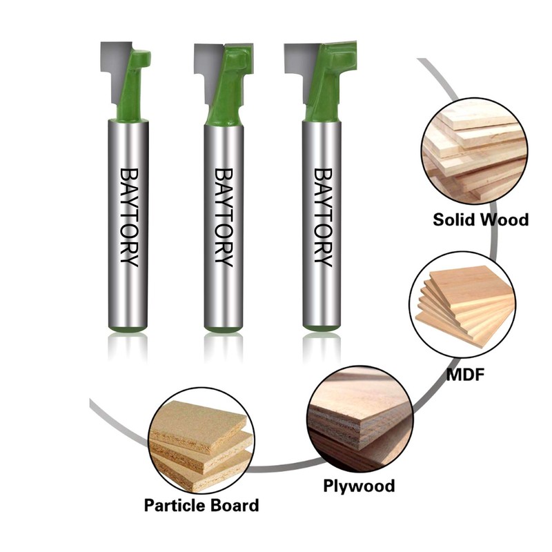 BAYTORY 3Pcs Keyhole Router Bits Set, 1/4" Shank Router Keyhole
