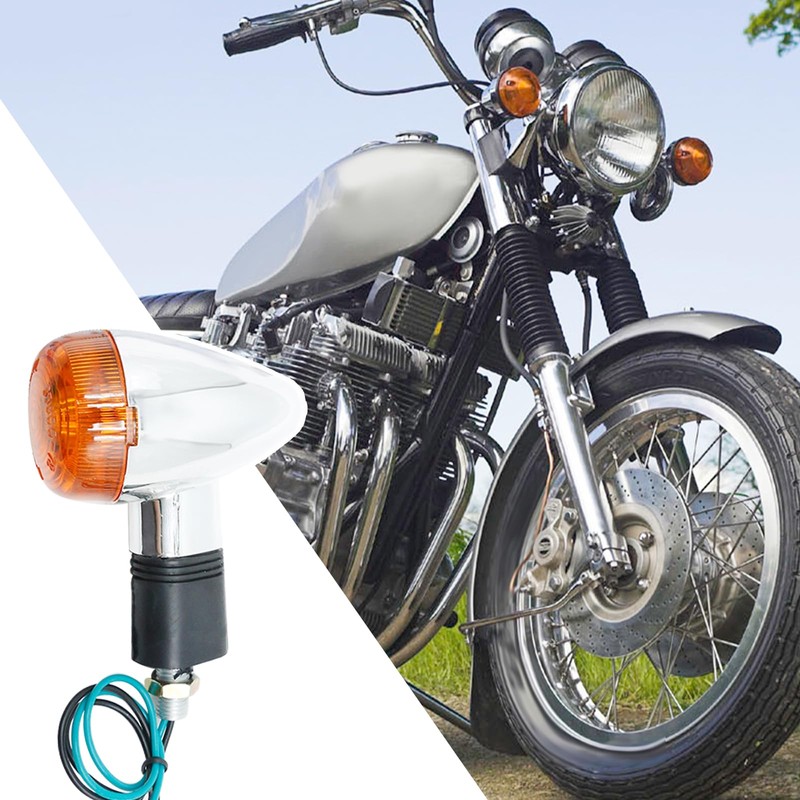 Vkinman 4 Pcs Motorcycle Amber Bullet Turn Signal, Replacement for