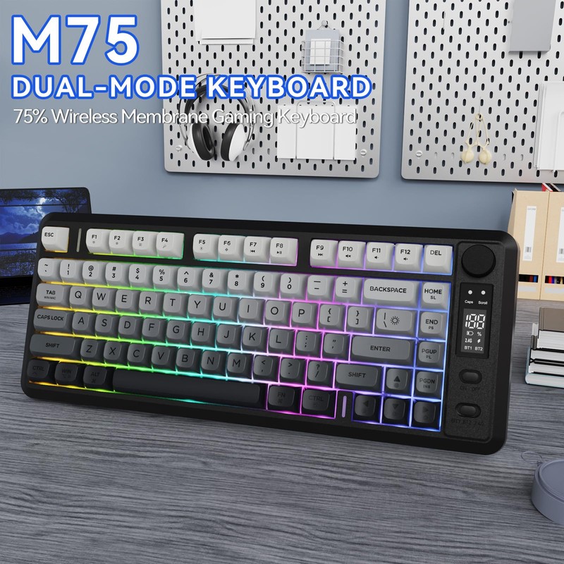 ZIYOU LANG M75 Wireless Gaming Keyboard, RGB Backlit Rechargeable 2000mAh
